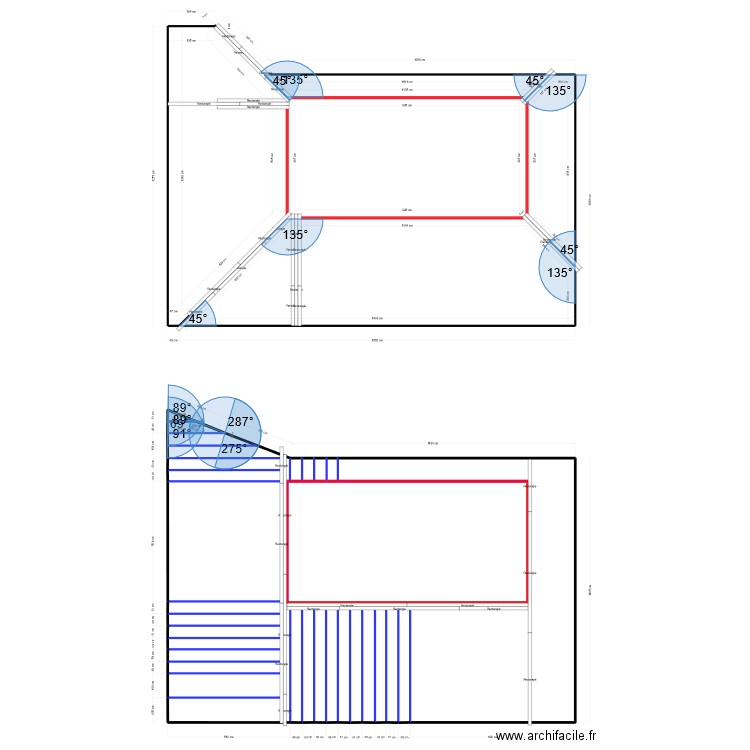 piscine. Plan de 3 pièces et 136 m2