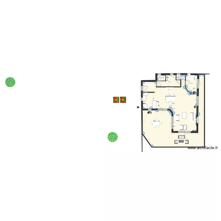 Cuisine gauche. Plan de 