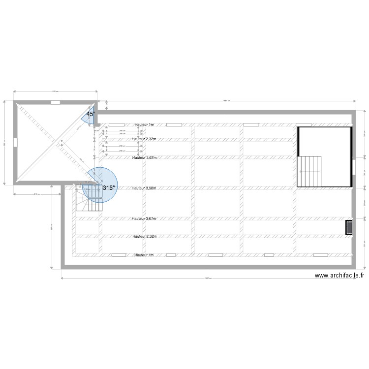 Combles Formentin SH. Plan de 37 pièces et 167 m2