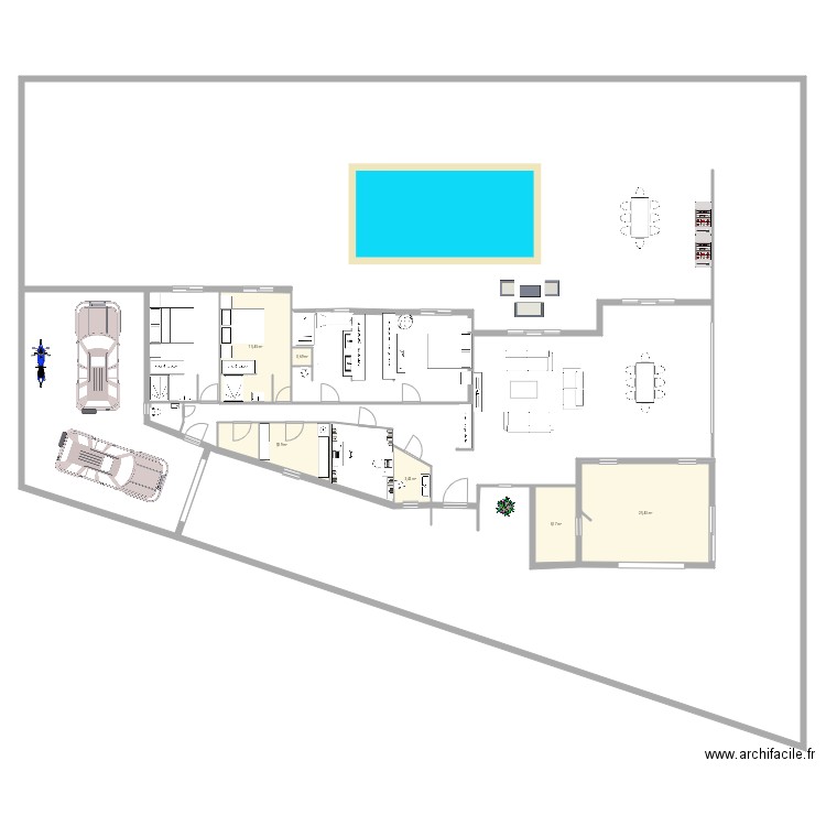 Maison Pont oso. Plan de 6 pièces et 60 m2