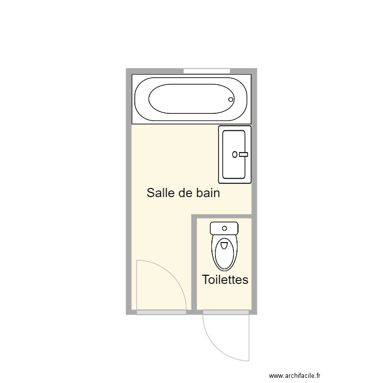 PLan avant travaux Poupon. Plan de 2 pièces et 6 m2