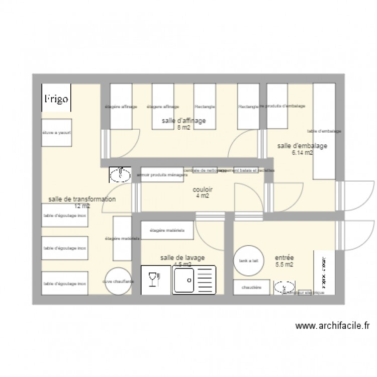 fromagerie. Plan de 0 pièce et 0 m2