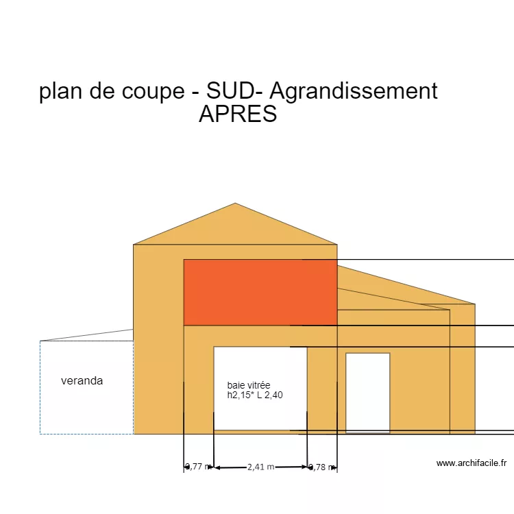 plan de coupe -sud-APRES Agrandissement. Plan de 