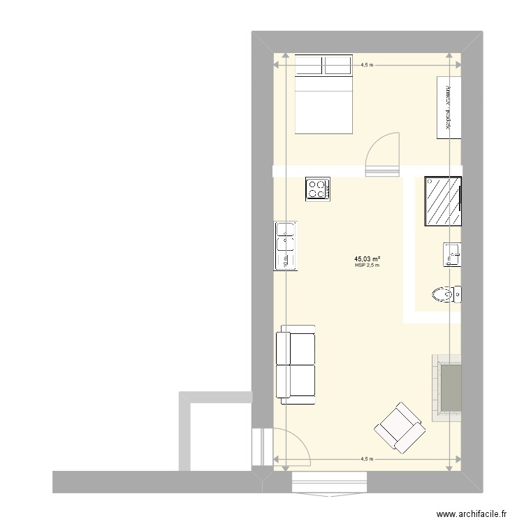 Vitadier - Maison papé. Plan de 1 pièce et 45 m2