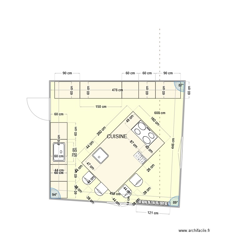 Cuisine. Plan de 0 pièce et 0 m2