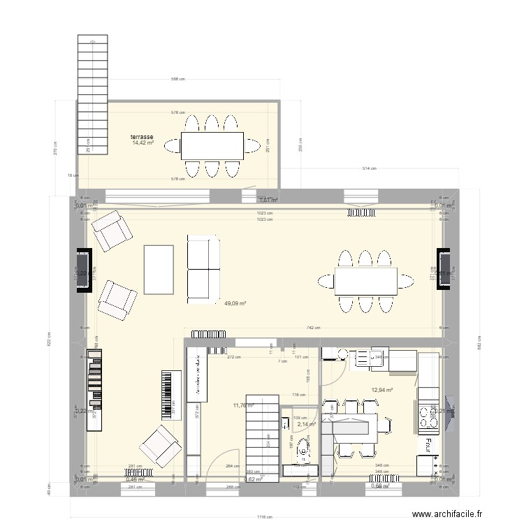 maison vince. Plan de 17 pièces et 94 m2