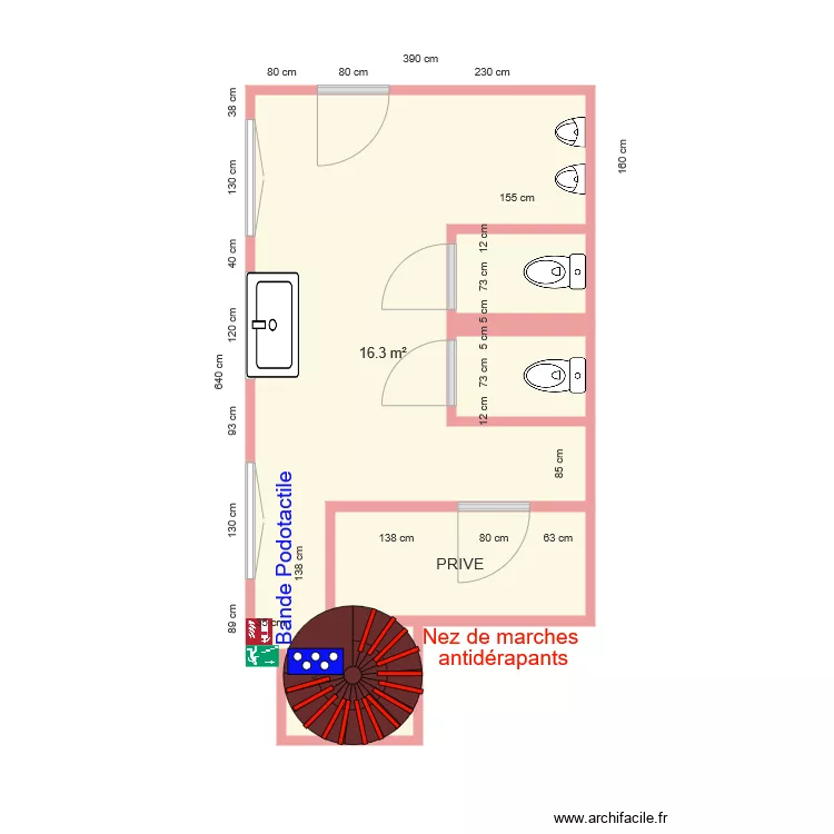 TRENTUN ETAGE APRES TRAVAUX. Plan de 