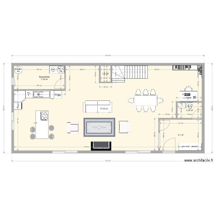 thibault valentine elne rdc escalier un quart tournant avec fenêtre dans cuisine version 2. Plan de 0 pièce et 0 m2