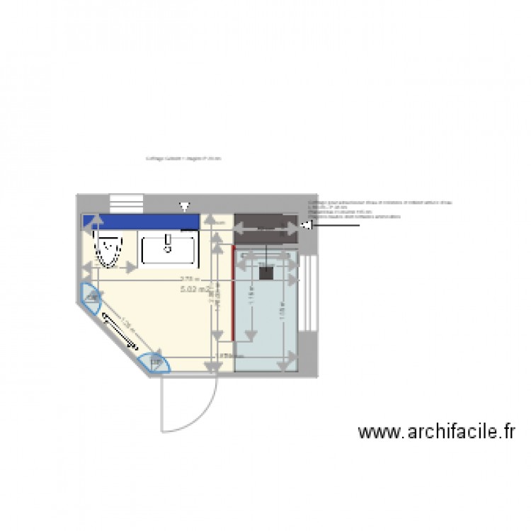 PLAN PROJET SDB Appartement Monique. Plan de 0 pièce et 0 m2