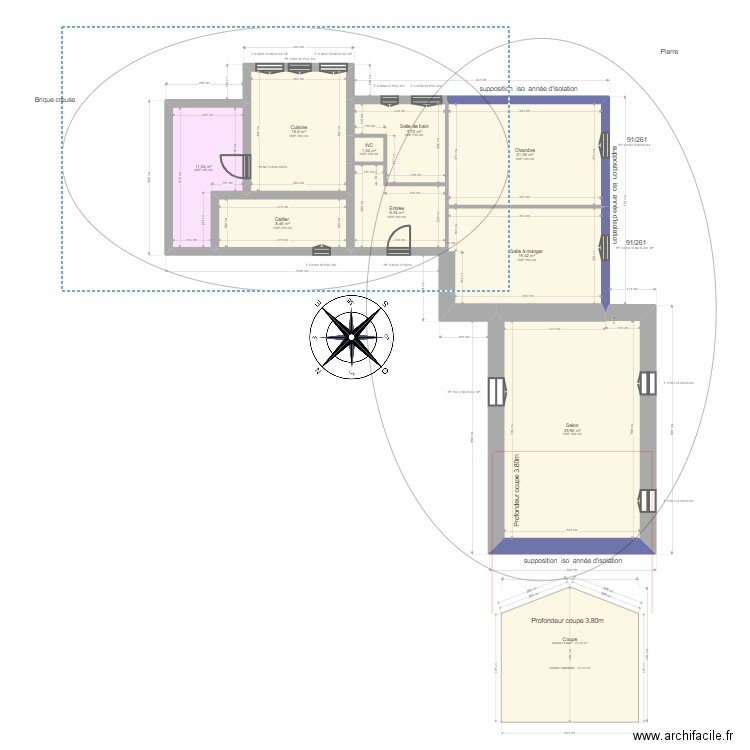 oubre. Plan de 18 pièces et 345 m2