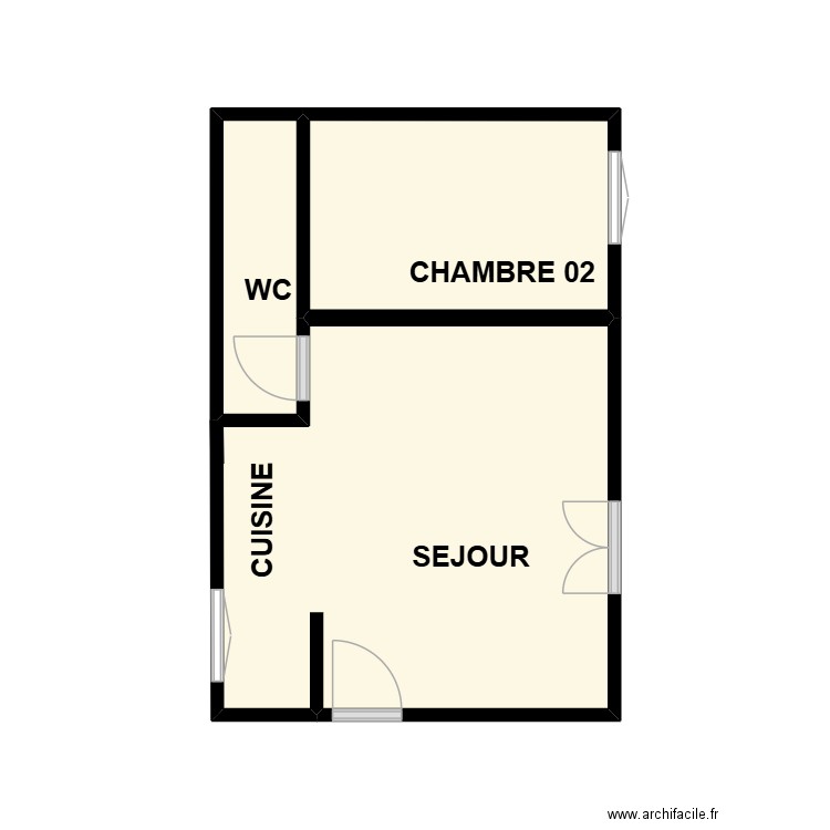 studio. Plan de 3 pièces et 17 m2
