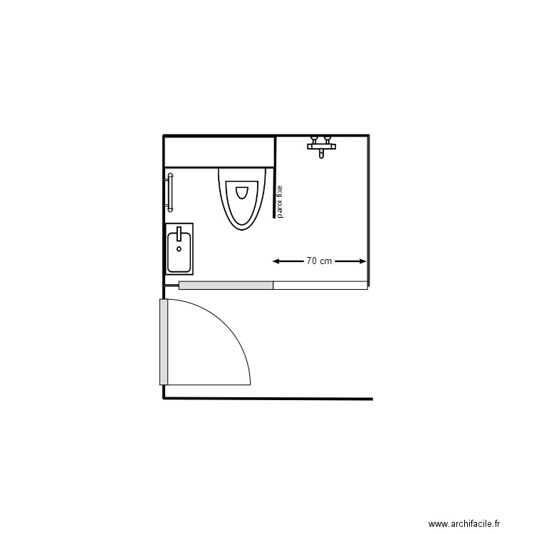 SDB . Plan de 1 pièce et 2 m2