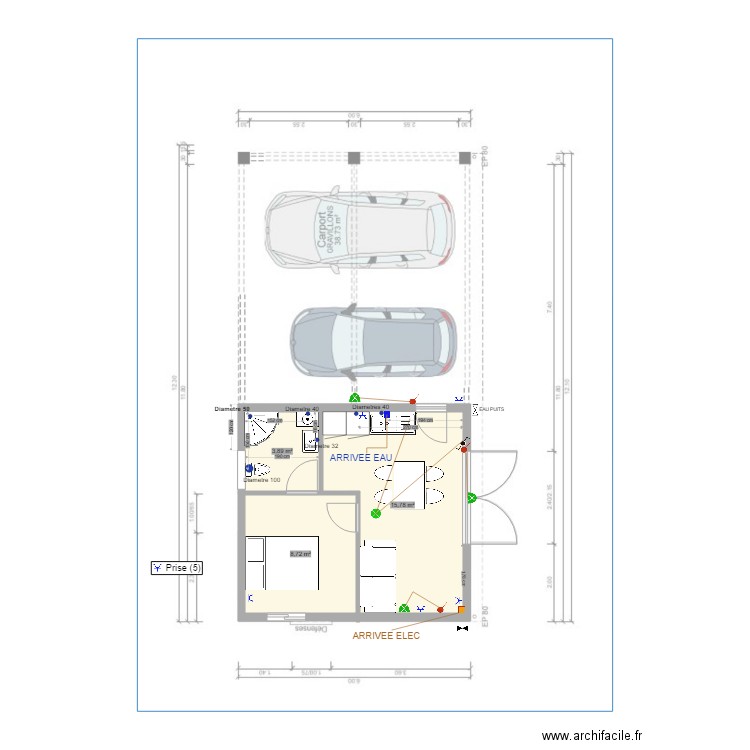 Plan Garage Elec Plomberie V2. Plan de 0 pièce et 0 m2