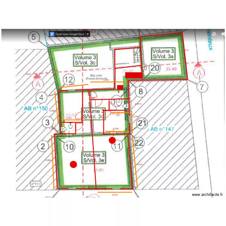 Picquinigy plan cadastre niveau R et1. Plan de 