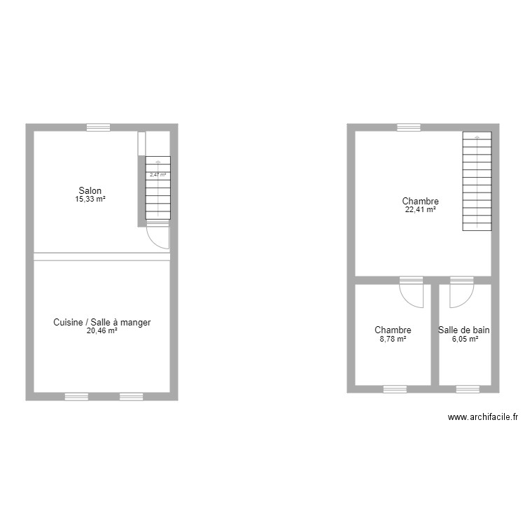 re du tram etage. Plan de 6 pièces et 76 m2