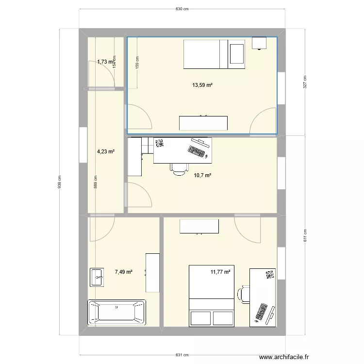 Montpellier 1er etage. V5. Plan de 