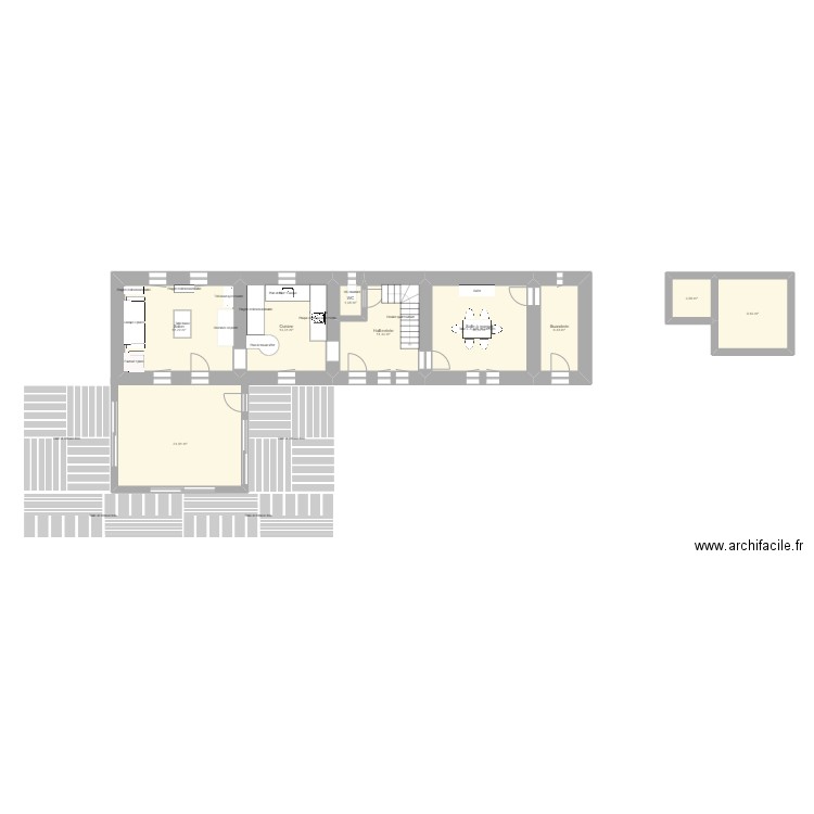 Trooz RDC. Plan de 9 pièces et 104 m2