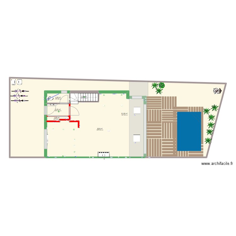 JdA RDC Placo/peinture. Plan de 6 pièces et 153 m2