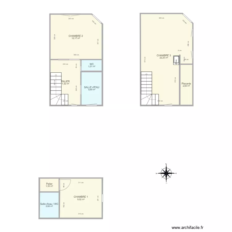 LEGUERRIER 1er et 2&egrave;me ETAGE. Plan de 
