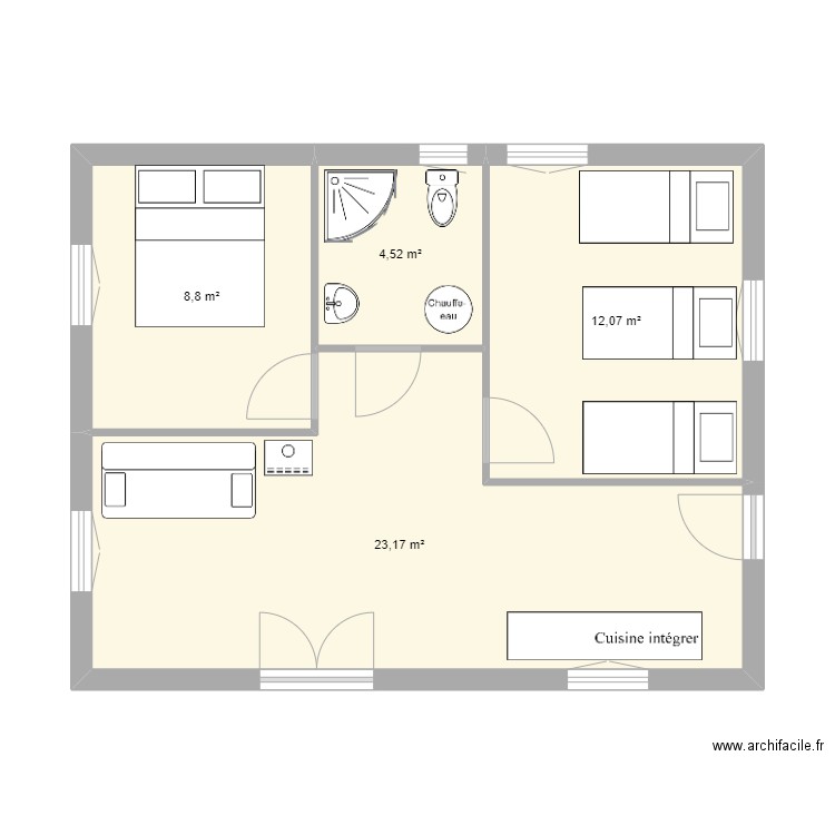 plan maison bonne bis. Plan de 4 pièces et 49 m2