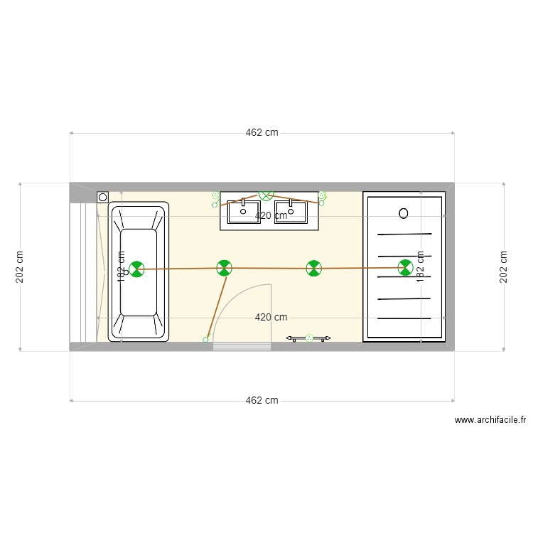 salle de bain du bas 4. Plan de 1 pièce et 8 m2