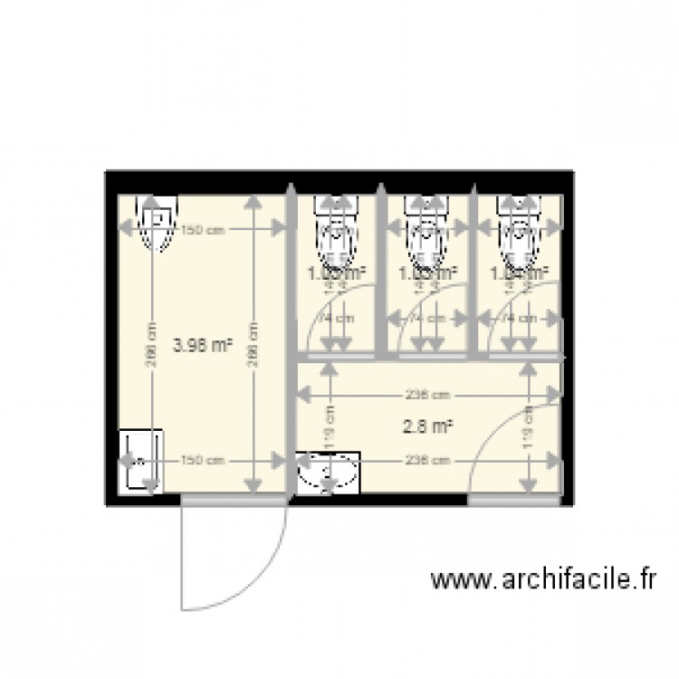 plan projet sanitaires Cosec Gruizza. Plan de 0 pièce et 0 m2