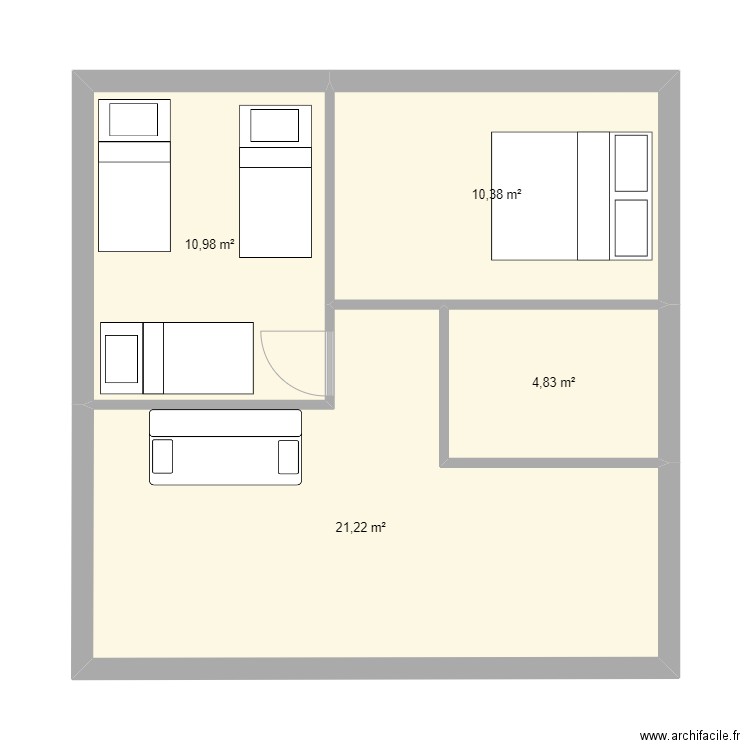 plan maison bone. Plan de 4 pièces et 47 m2