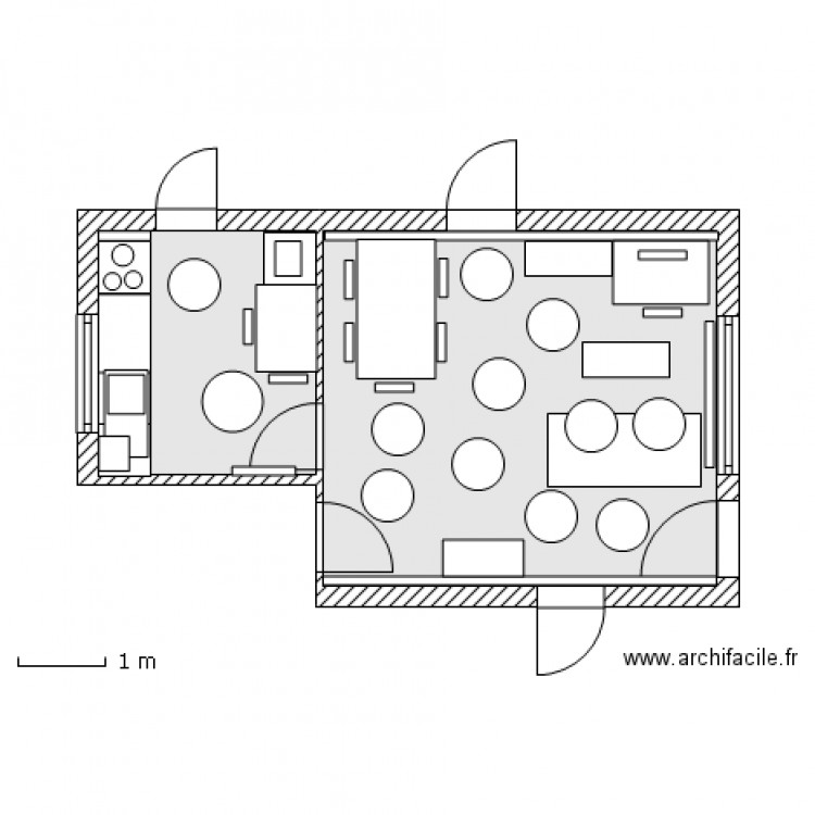 Plan séjour sans cuisine ouverte configuration 2 table pas contre le mur et buffet LEKSVIK T3 BJG V29  Nov 2011. Plan de 0 pièce et 0 m2