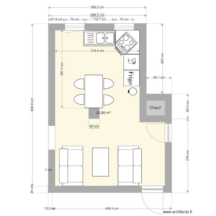 cuisine L bis. Plan de 0 pièce et 0 m2