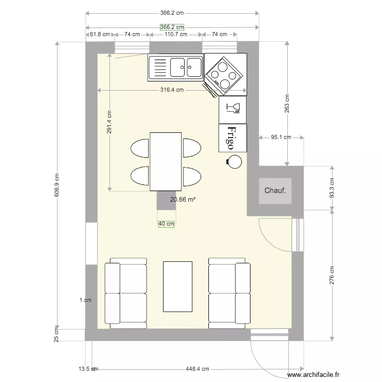 cuisine L bis. Plan de 