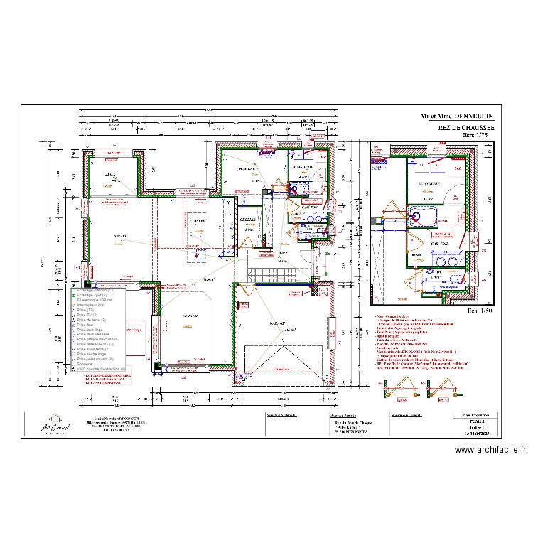 DENNEULIN Plan elec RDC. Plan de 0 pièce et 0 m2