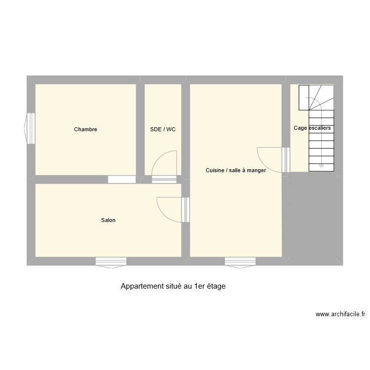 GR2266. Plan de 6 pièces et 48 m2