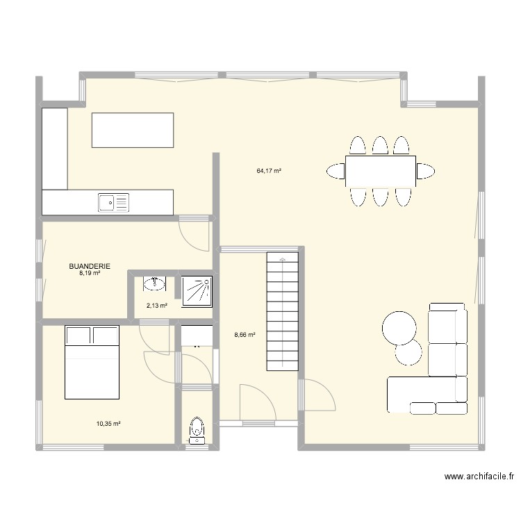 Perlinghi rez. Plan de 7 pièces et 96 m2