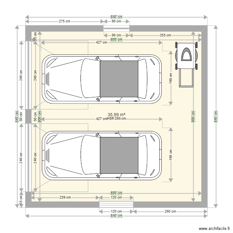 garage 1 voiture 1 Grande porte 40 m2. Plan de 1 pièce et 36 m2