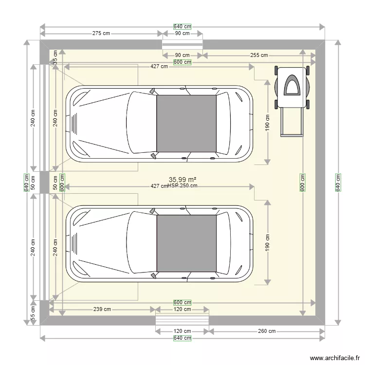 garage 1 voiture 1 Grande porte 40 m2. Plan de 