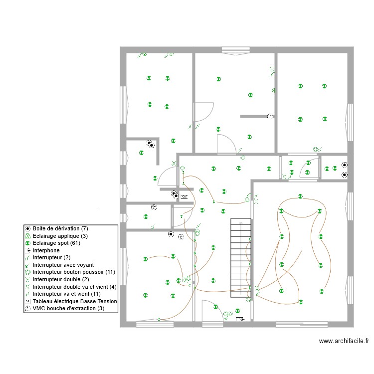 jerome eclairage RdC1. Plan de 9 pièces et 102 m2