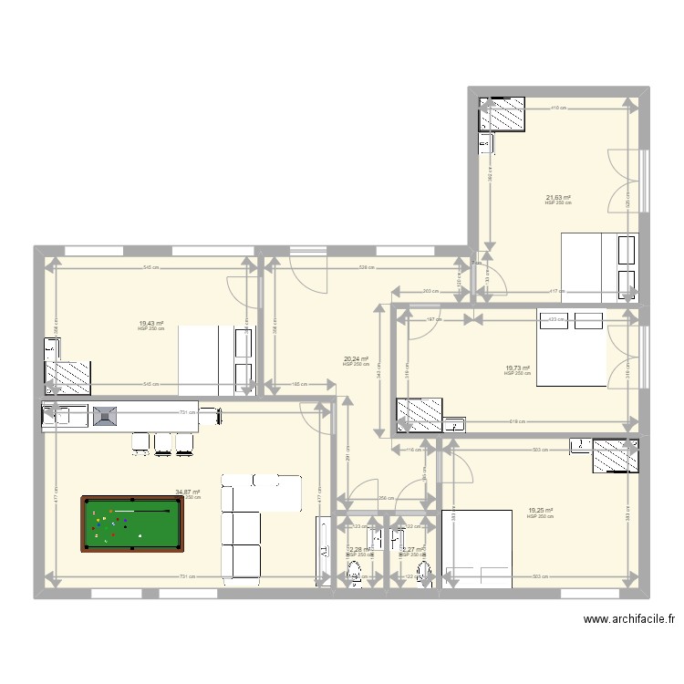 Maison Corbais pour 3D. Plan de 8 pièces et 140 m2