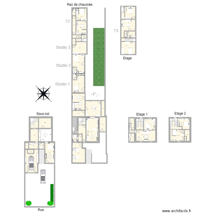 Maisons AX. Plan de 53 pièces et 474 m2