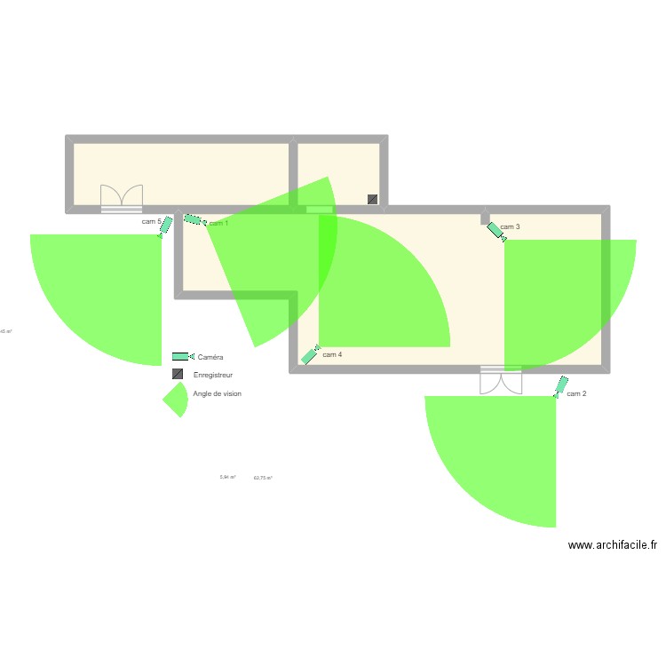 indian. Plan de 3 pièces et 84 m2