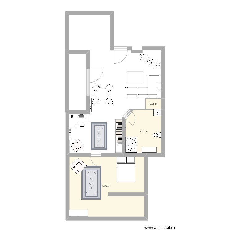 Appartement. Plan de 3 pièces et 34 m2