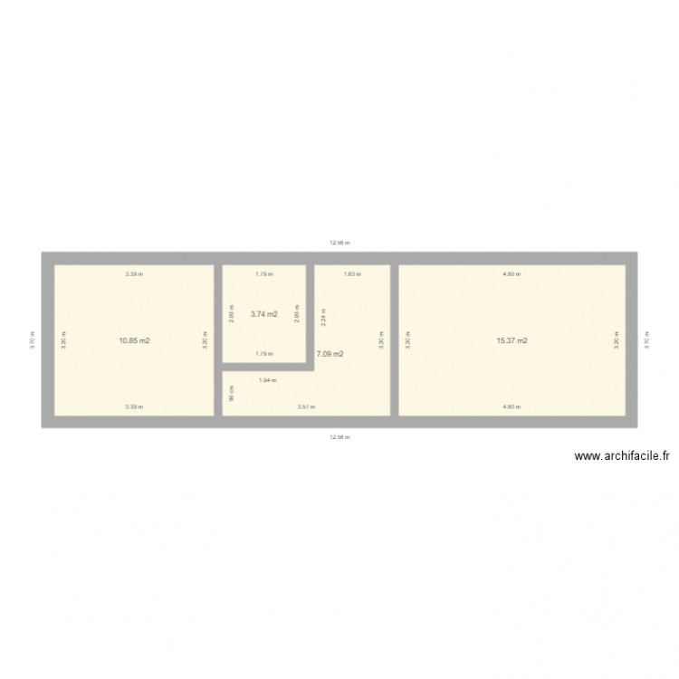 MONSTRELET plan de masse 1er étage. Plan de 4 pièces et 37 m2