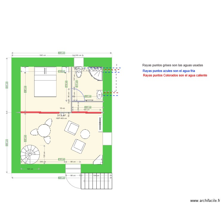 ETAGE avec fenêtre SDB plomberie. Plan de 0 pièce et 0 m2