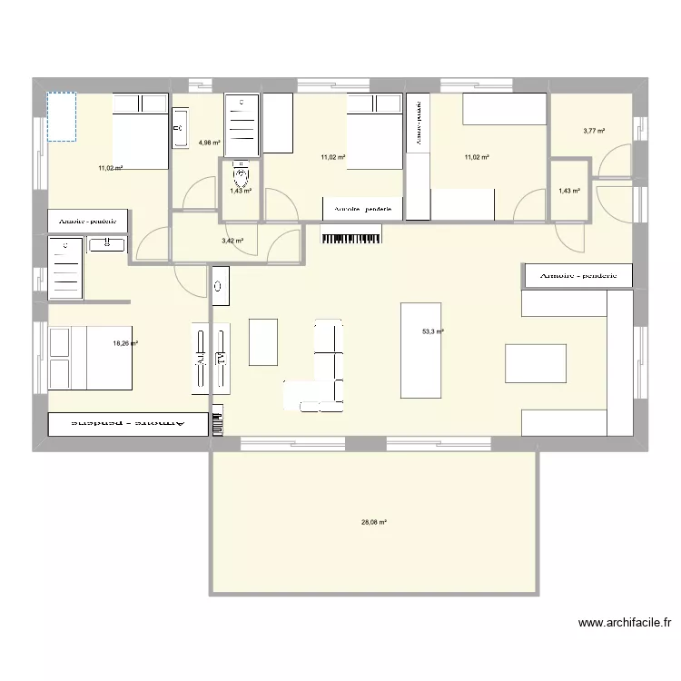 Maison2niveau. Plan de 