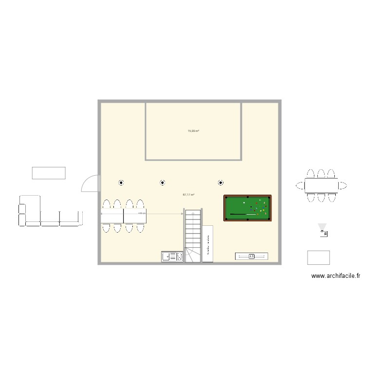 plan hangar v2 étage. Plan de 2 pièces et 83 m2