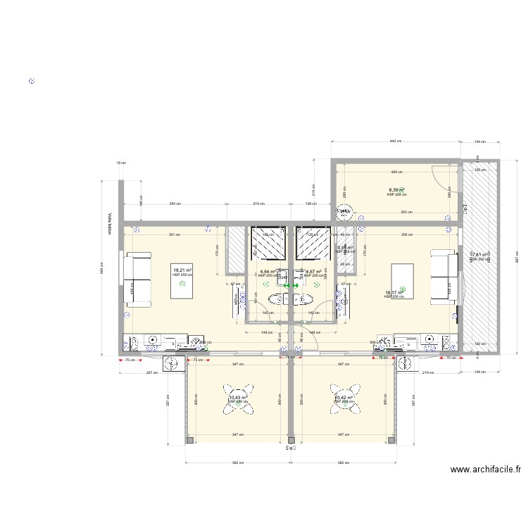 la Balinaise (25.12.22). Plan de 22 pièces et 219 m2