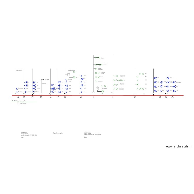 Schémas unifilaire RDC 300mA HUE. Plan de 0 pièce et 0 m2