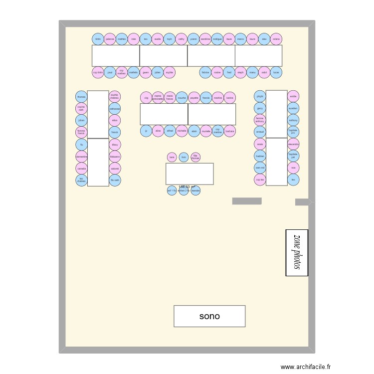 plan de table 2. Plan de 1 pièce et 138 m2