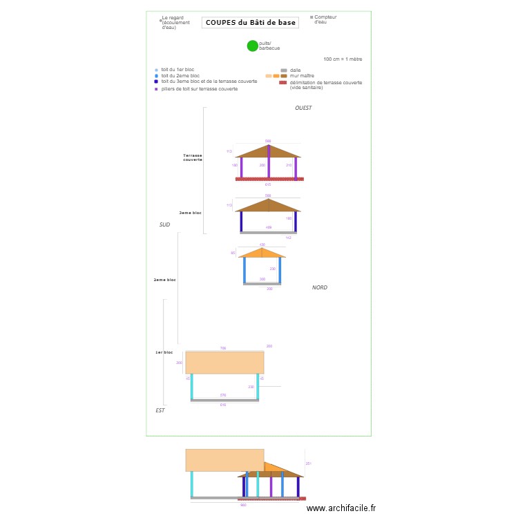 COUPES du Bâti de base. Plan de 0 pièce et 0 m2