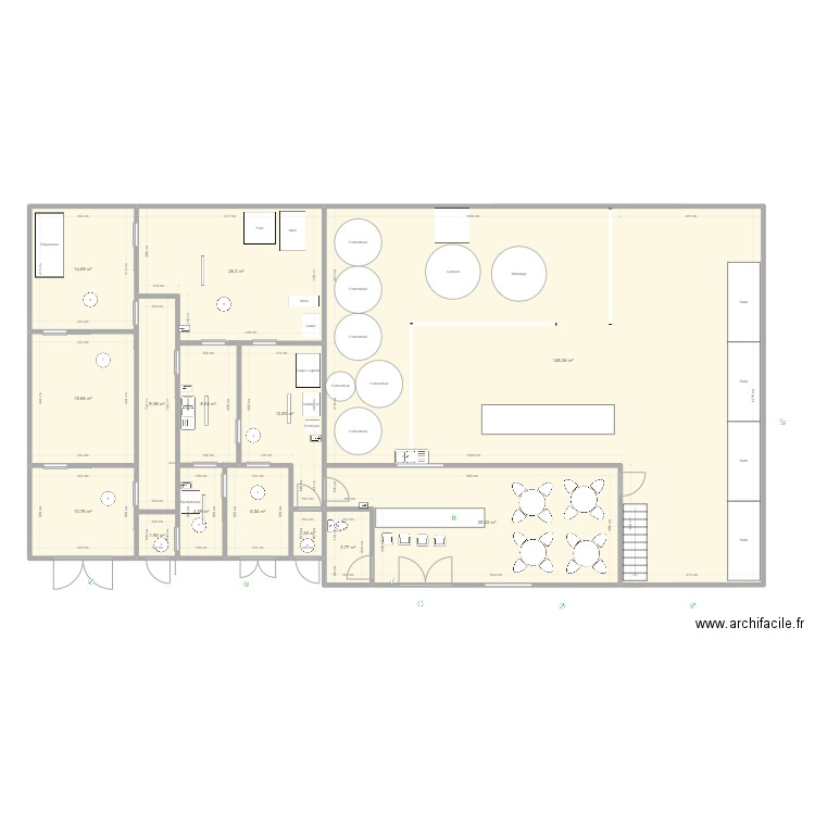 v2023-4 agrément CE ok avec evacuation. Plan de 14 pièces et 299 m2