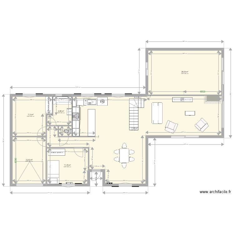 extension maison IPN. Plan de 7 pièces et 139 m2